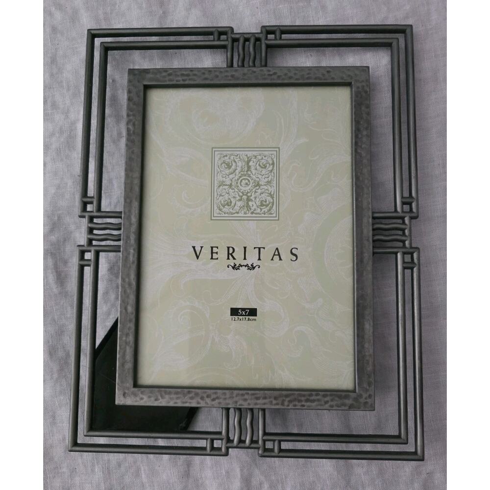 Veritas Vintage Style Antiqued Pewter Like Photo Frame 5 X 7 Art Deco Minimalist
